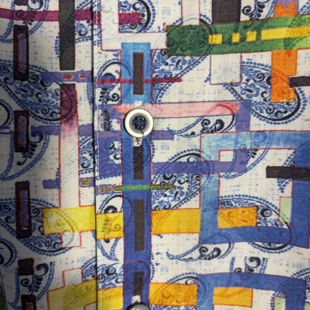 Robert Graham Shirt Mens L Paisley Print Long Sleeve Button Down Bright Colors - Picture 8 of 14